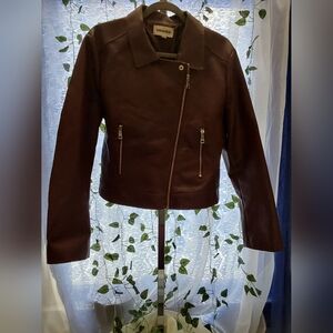 Vigoss Cranberry Faux Leather Jacket Size XL